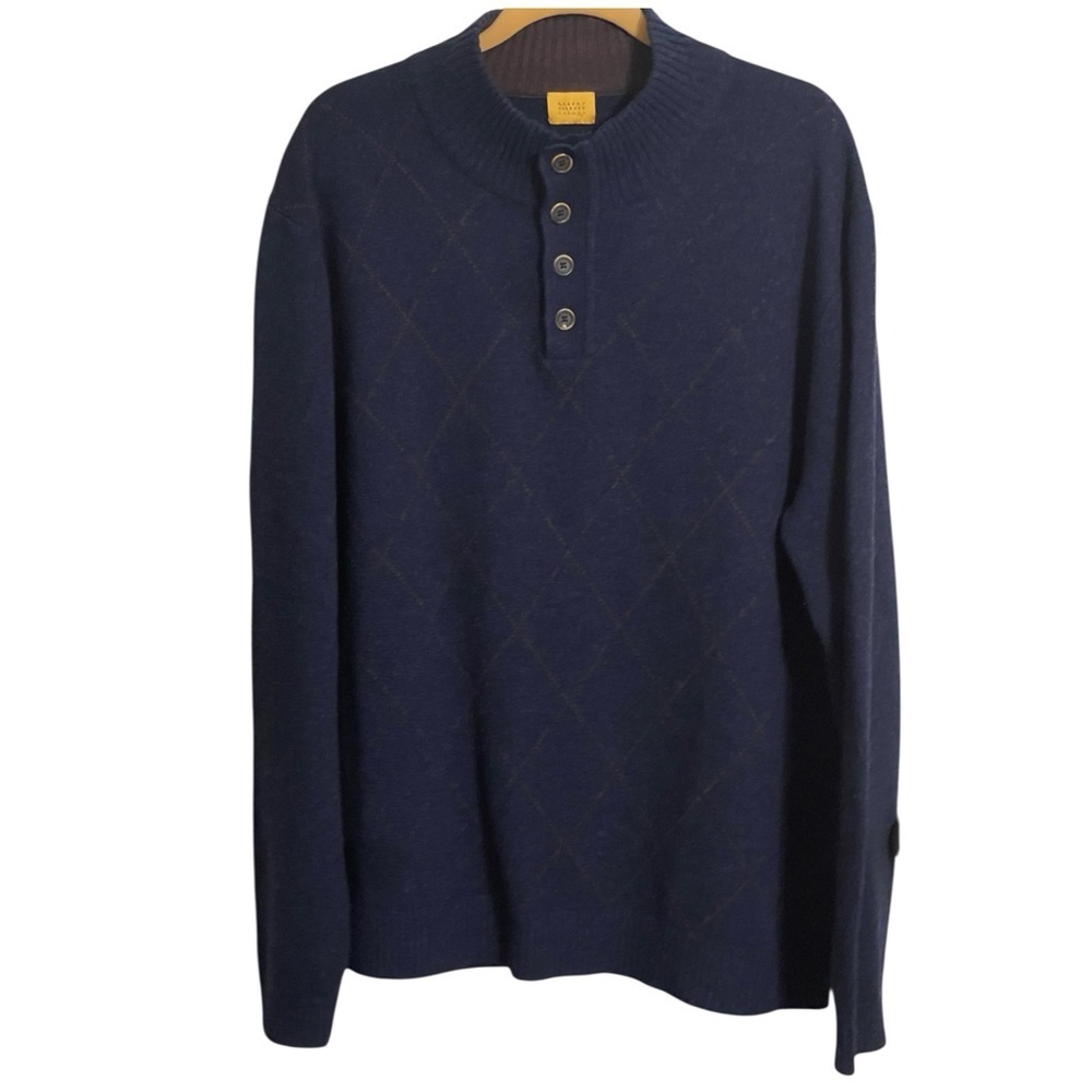 ROBERT TALBOTT CARMEL BLUE WOOL & CASHMERE BLEND SWEATER SZ XXL EUC